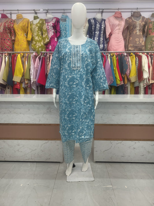 Pure Cotton Kurta Set (Plus Size) 066