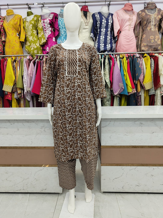 Pure Cotton Kurta Set (Plus Size) 067