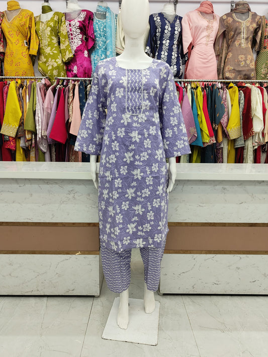 Pure Cotton Kurta Set (Plus Size) 068