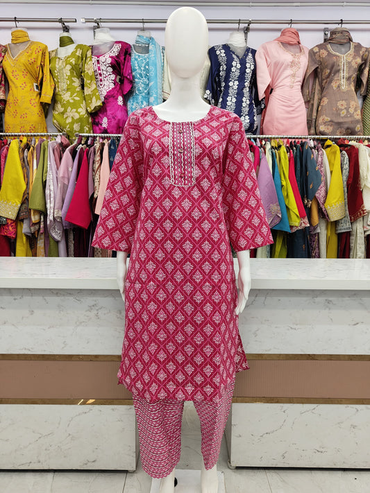 Pure Cotton Kurta Set (Plus Size) 071