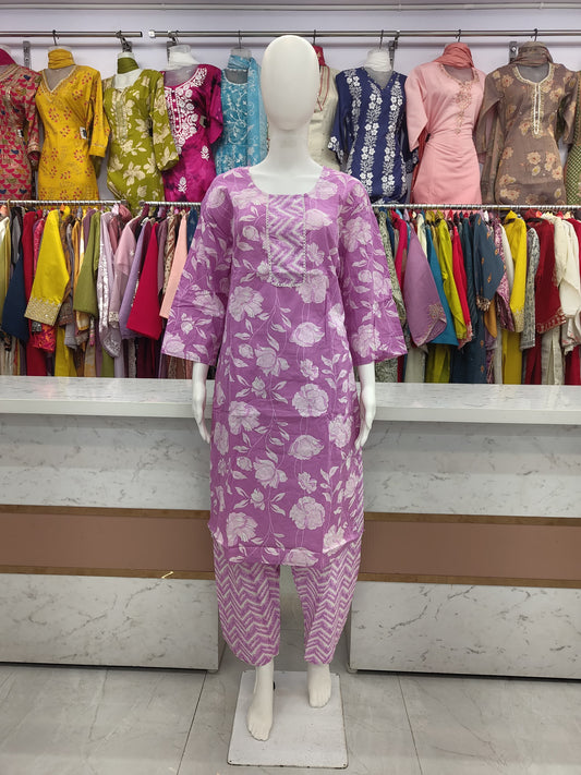 Pure Cotton Kurta Set (Plus Size) 070